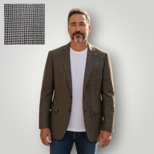 Lauren Ralph Lauren 46R Brown Houndstooth Sport Coat Blazer‎ Jacket Mens